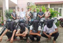मोटरसाइकिल चोरी के दो मामलो में चार आरोपियान गिरफ्तार