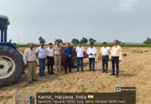 धान की पराली फसल अवशेष जलाने पर रोक लगाने के लिए नीलोखेड़ी खण्ड में निकाला गया फ्लैग मार्च