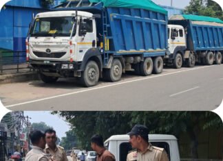 ओवरलोड डंपरों पर एसडीएम का एक्शन, चार वाहनों के काटे चालान