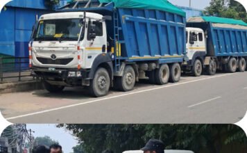 ओवरलोड डंपरों पर एसडीएम का एक्शन, चार वाहनों के काटे चालान